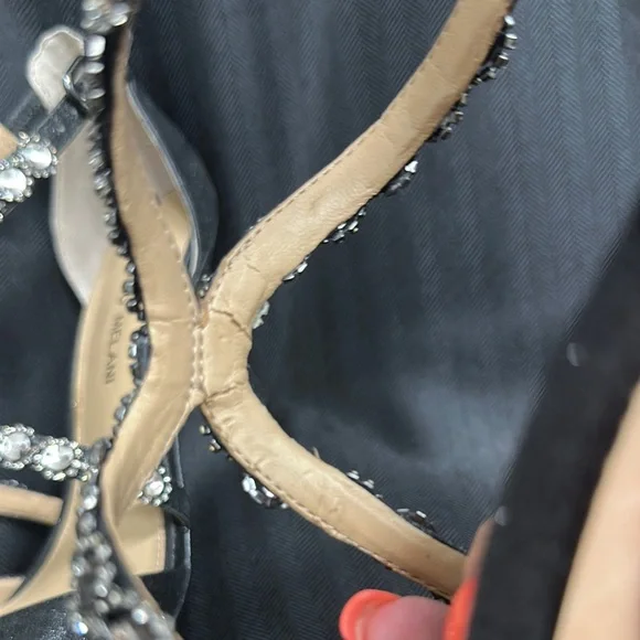 Silver Strappy 3” Heels with rhinestone straps Antonio Melani - Picture 9 of 11